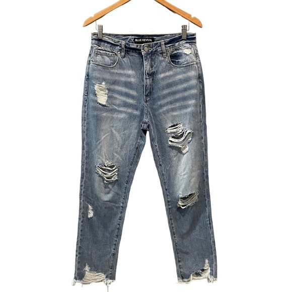 Blue Revival Denim - Blue Revival Monaco Blue Boyfriend Distressed Jeans Size 28